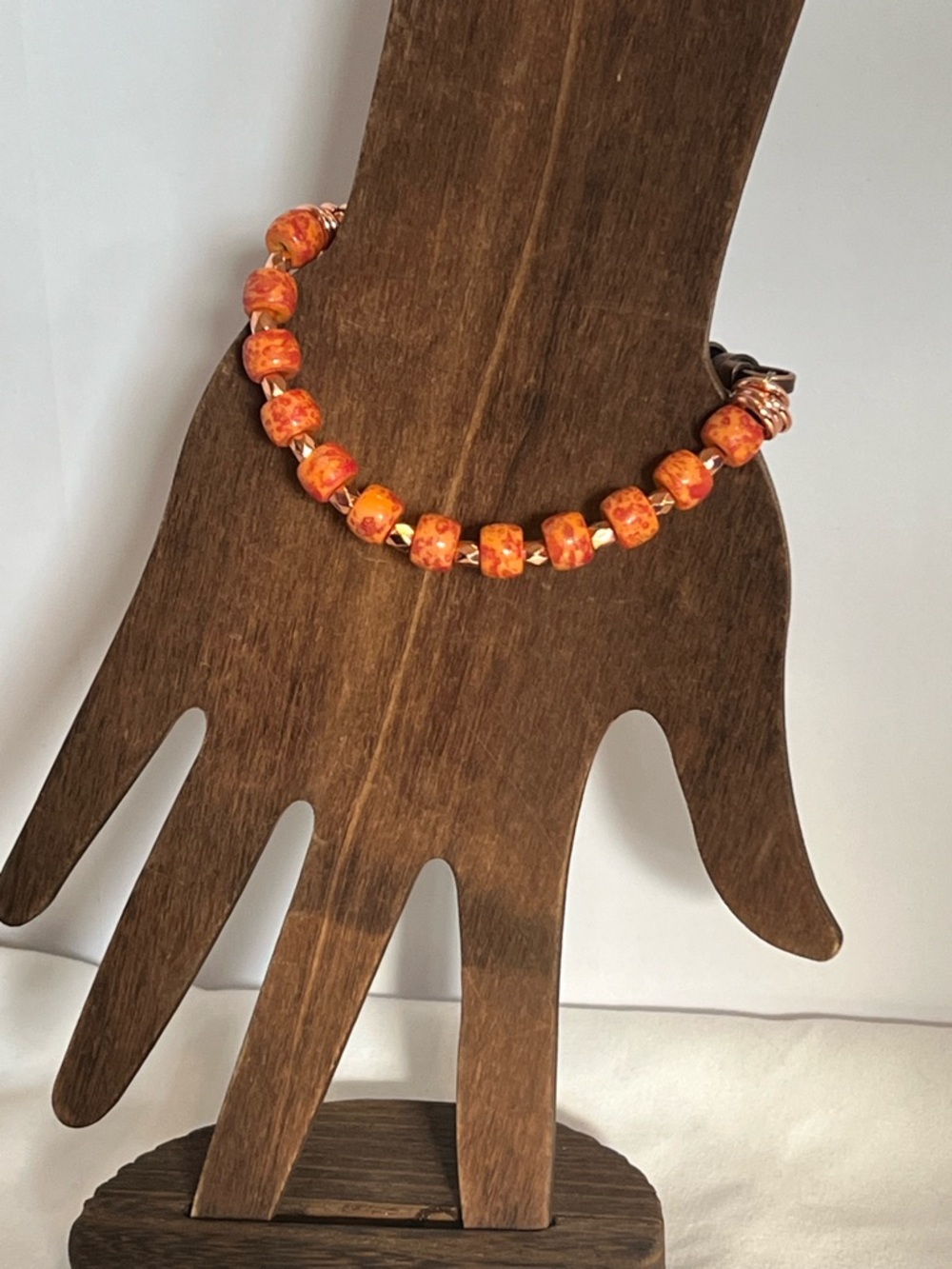 Vibrant Orange Glass Beaded Bracelet